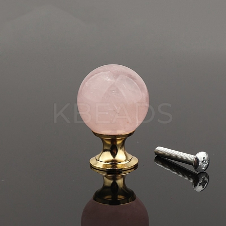 Metal & Natural Rose Quartz Drawer Knobs PW-WG57F80-02-1