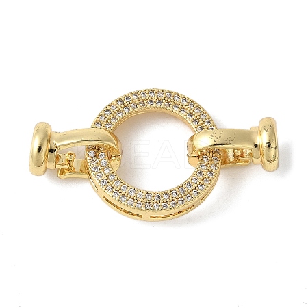 Brass Pave Clear Cubic Zirconia Fold Over Clasps KK-M320-24G-1