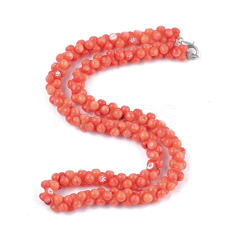 Sea Bamboo Coral(Imitation Coral) Beaded Necklaces NJEW-S414-46A-1