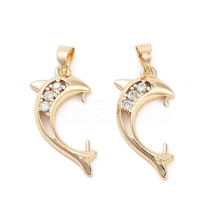 Brass Micro Pave Clear Cubic Zirconia Pendants Bails KK-B133-04G-01-1