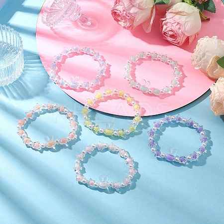 6Pcs 6 Colors Transparent Acrylic Beads Stretch for Women BJEW-JB11736-1