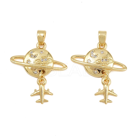 Brass Micro Pave Cubic Zirconia Pendants KK-C132-35G-1