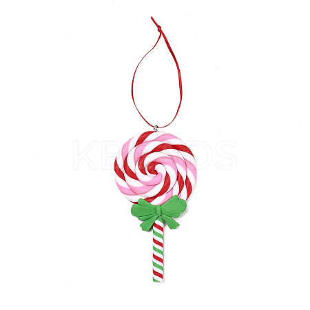 Christmas Lollipop Handmade Polymer Clay Pendant Decorations LS-HJEW-P017-02F-1