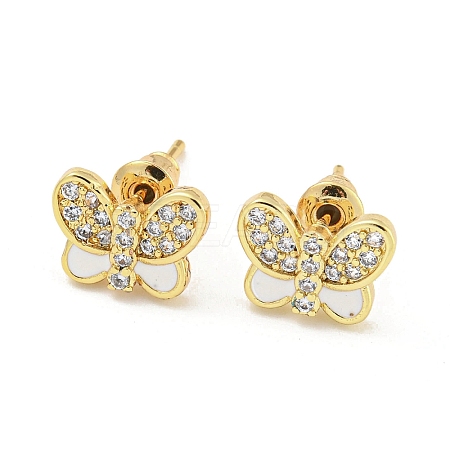 Butterfly Real 18K Gold Plated Brass Stud Earrings EJEW-L269-094G-02-1