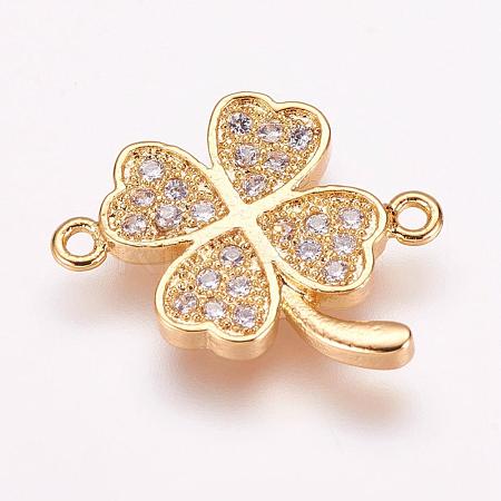Brass Micro Pave Cubic Zirconia Links ZIRC-E118-13G-1