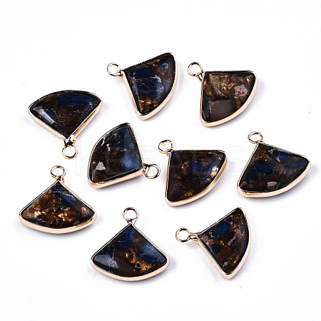 Fan Assembled Synthetic Bronzite and Regalite/Imperial Jasper Pendants G-N330-023-D01-1