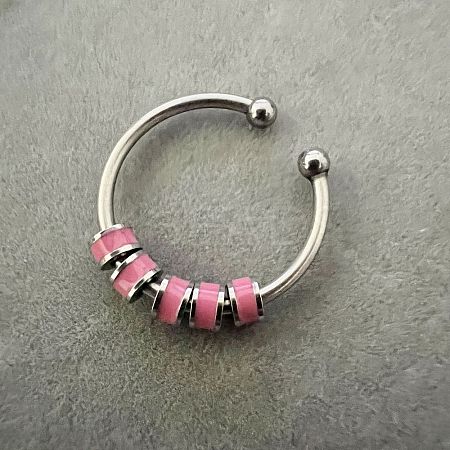 304 Stainless Steel Enamel Disc Beaded Adjustable Open Rings FS-WGAD8B0-03-1