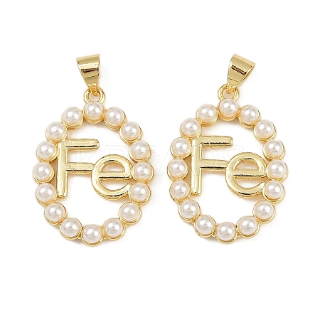 Brass & ABS Imitation Pearl Pendants KK-S526-19G-A-1