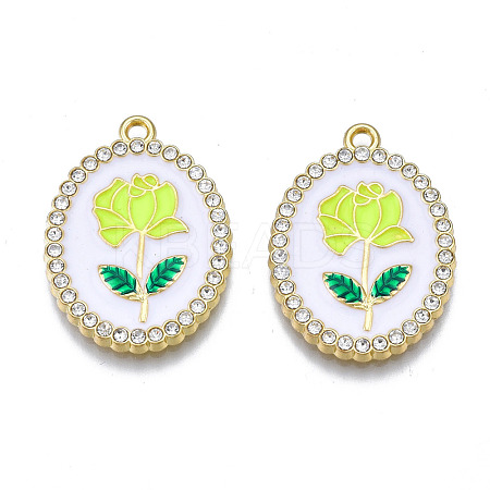 Rack Plating Alloy Enamel Pendants PALLOY-S132-337G-1