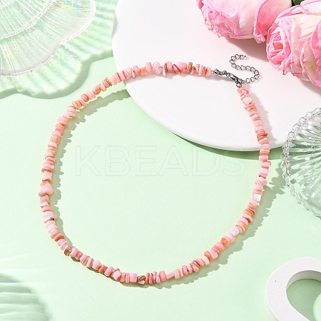 Dyed Natural Freshwater Shell Nuggets Beaded Necklaces NJEW-JN05488-04-1