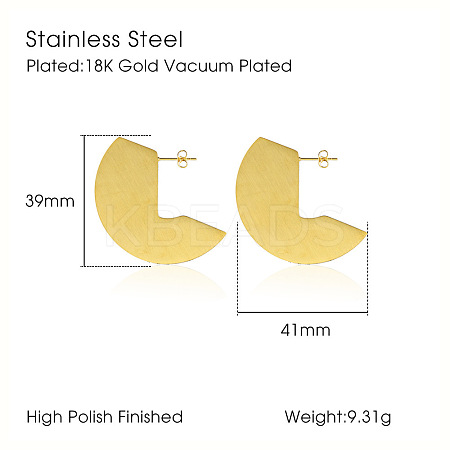 Minimalist Chic Geometric 304 Stainless Steel Stud Earrings for Women GH0189-1-1