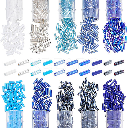 40G 10 Colors Glass Bugle Beads SEED-ME0001-21-1