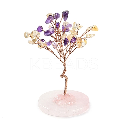 Natural Citrine & Amethyst Chips Tree Decorations DJEW-S001-01E-1