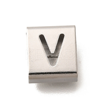 Letter Style 304 Stainless Steel Square Slide Charms STAS-L132-14V-1