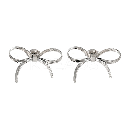 Non-Tarnish 304 Stainless Steel Bowknot Stud Earrings EJEW-H007-04P-1