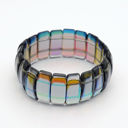 Rectangle Electroplate Glass Bead Stretch Bracelets BJEW-J119-A01-1