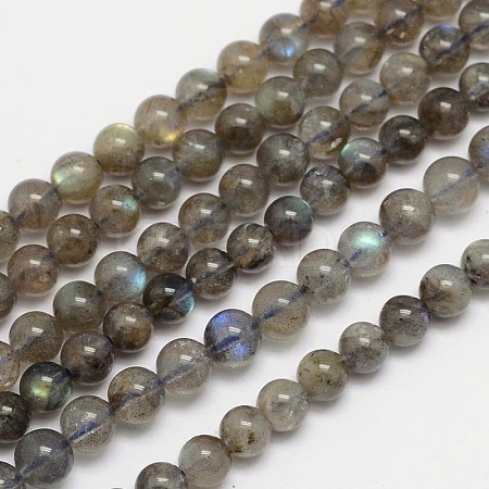 Natural Labradorite Round Bead Strands G-M262-5mm-09-1
