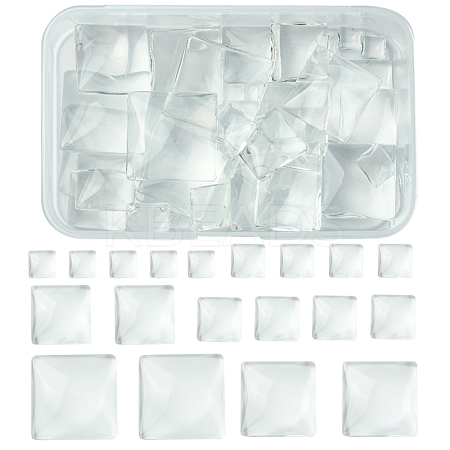 48Pcs 6 Styles Transparent Square Glass Cabochons GGLA-FS0001-06-1