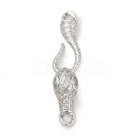 Brass Micro Pave Clear Cubic Zirconia S-Hook Clasps KK-G526-13P-1