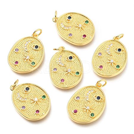 Brass Micro Pave Colorful Cubic Zirconia Pendants ZIRC-J024-04G-1