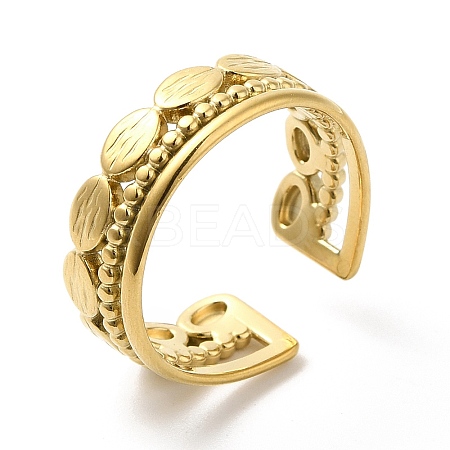 304 Stainless Steel Oval Open Cuff Ring for Women RJEW-I098-16G-1
