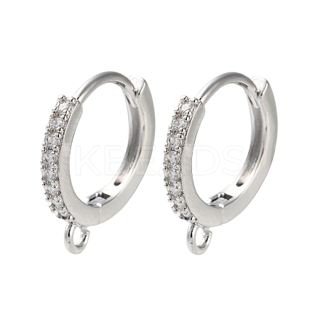 Rack Plating Brass Clear Cubic Zirconia Earring Findings KK-S405-04P-1