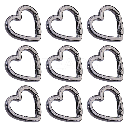 10Pcs Heart Zinc Alloy Spring Gate Rings FIND-DC0008-21-1