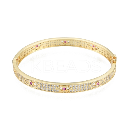 Cubic Zirconia Horse Eye Hinged Bangle BJEW-G651-07G-04-1