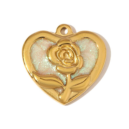 304 Stainless Steel Enamel Pendants STAS-OY006-57G-1