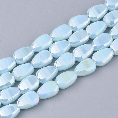 Electroplate Opaque Solid Color Glass Beads Strands EGLA-T020-02D-1