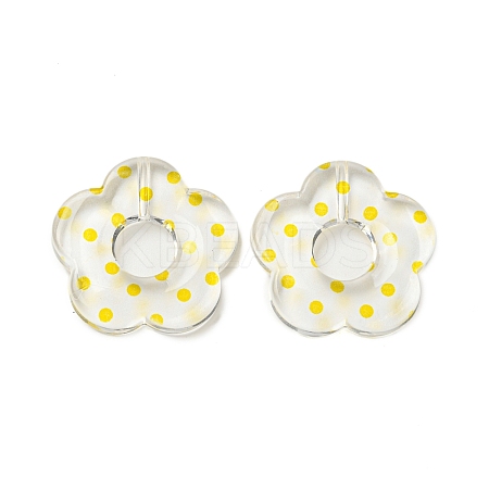 Transparent Printed Acrylic Beads OACR-H124-05B-01-1