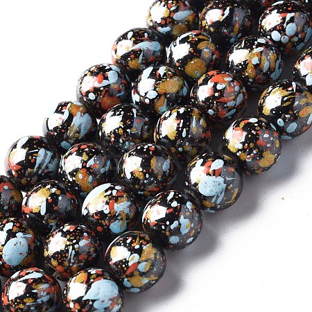 Spray Painted Non-magnetic Synthetic Hematite Beads Strands G-N337-06C-1