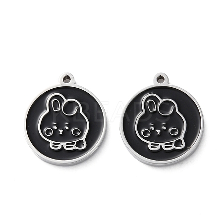 304 Stainless Steel Black Enamel Charms STAS-M102-17P-03-1