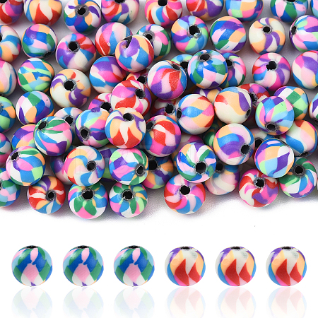 2 Strands 2 Colors Handmade Polymer Clay Beads Strands CLAY-YW0002-29-1