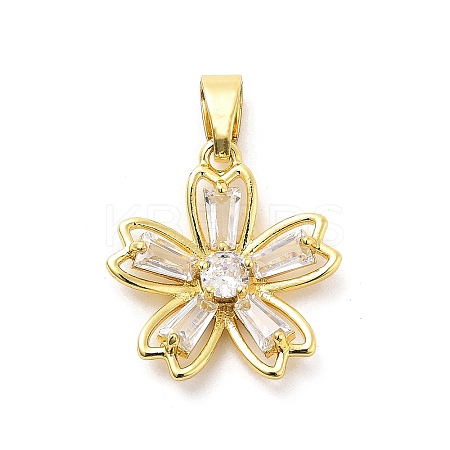 Rack Plating Brass Micro Pave Cubic Zirconia Pendants KK-M082-04A-G-1