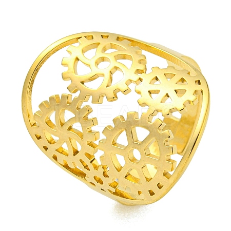 Ring with Gear 304 Stainless Steel Adjustable Rings LS-RJEW-G306-03G-1