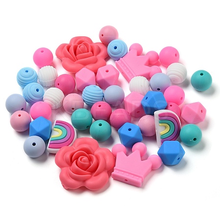 HOBBIESAY 12 Style Silicone Beads SIL-HY0001-07-1
