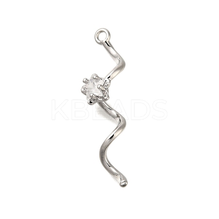 Brass Micro Pave Clear Cubic Zirconia Pendants KK-M301-13P-1