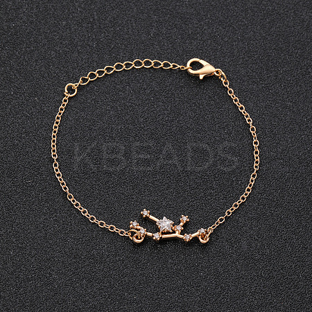 12 Constellations Alloy Rhinestone Link Bracelets WG43B2B-04-1