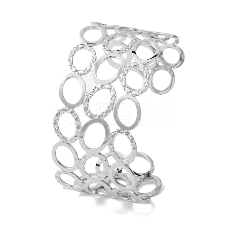 Oval 304 Stainless Steel Cuff Bangles for Women BJEW-B104-16P-1