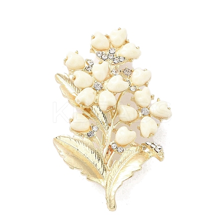 Flower with Heart Alloy Resin Brooch for Women LS-JEWB-C029-15-1