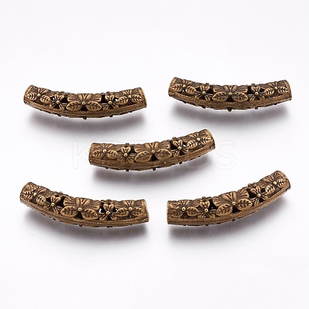 Flower Pattern Hollow Alloy Tube Beads PALLOY-K192-55AB-NF-1