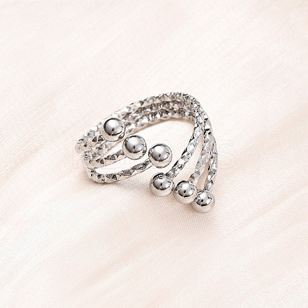 304 Stainless Steel Cuff Rings for Women RJEW-B136-02P-1