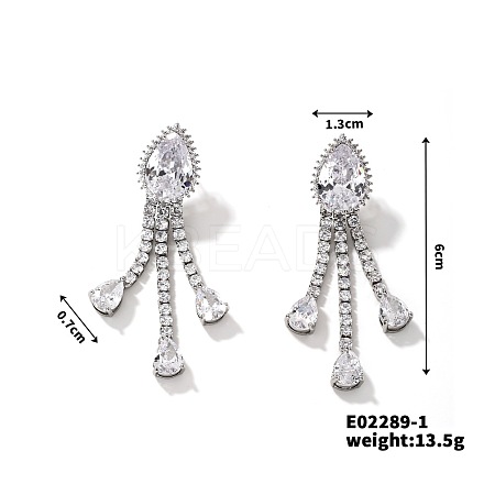 Exquisite Rhinestone Tassel Teardrop Stud Earrings for Women Fashion Statement Jewelry AY0237-1