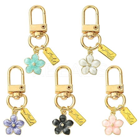 Alloy Enamel Flower Pendant Decorations HJEW-YW00002-1