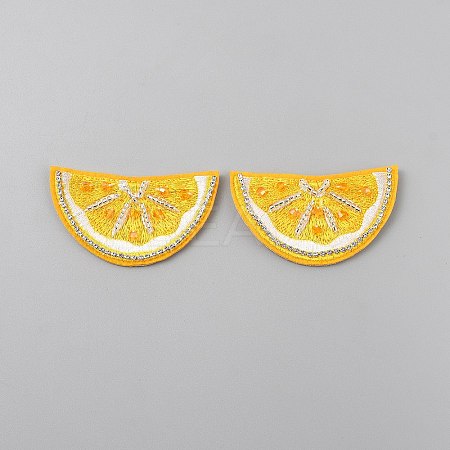 Lemon Crystal Rhinestone Embroidery Sew on Cloth Patches PATC-WH0008-182B-1