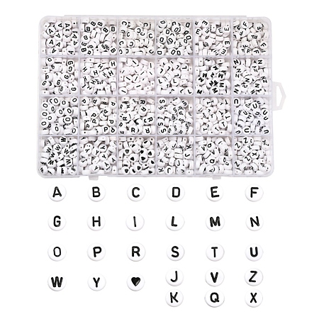 1200Pcs 27 Style White Acrylic Beads FIND-YW0001-15-1