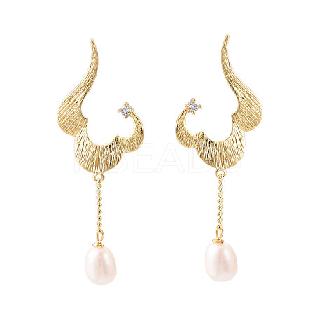 Brass Micro Pave Clear Cubic Zirconia Stud Earrings EJEW-N056-01G-1