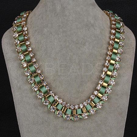 Metal Aluminum Rhinestone Cup Chain Statement Necklaces For Women NJEW-BB08205-C-1