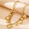 Alloy Flower Textured Heart Bib Necklaces for Women LS-NJEW-S458-01G-3